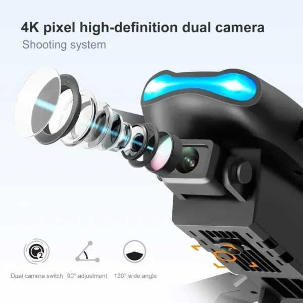 4K HD Dual Camera Mini Drone WiFi FPV E99 MAX Selfie RC UAV 6-Axis Gyro One-Key Auto Return Foldable Drone Adjustable RC Plane - Image 5
