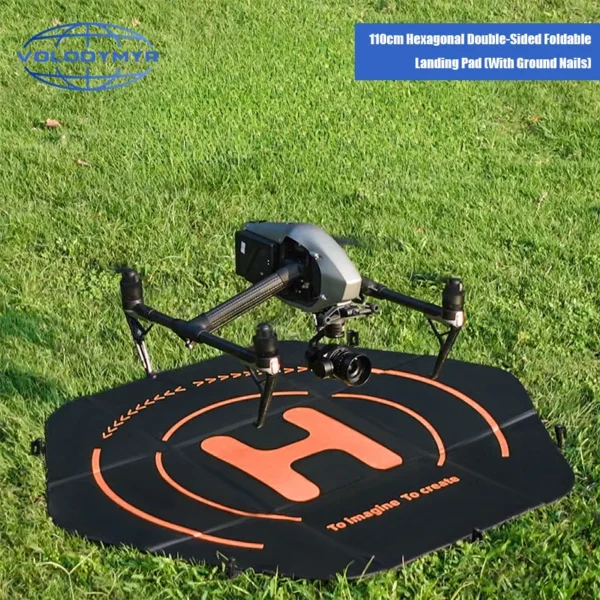 VOLODYMYR Landing Pad 110cm for Inspire 3 Large Helipad Air 3S 3 Pro Waterproof Ground Nail Drone Foldable Parking Mats