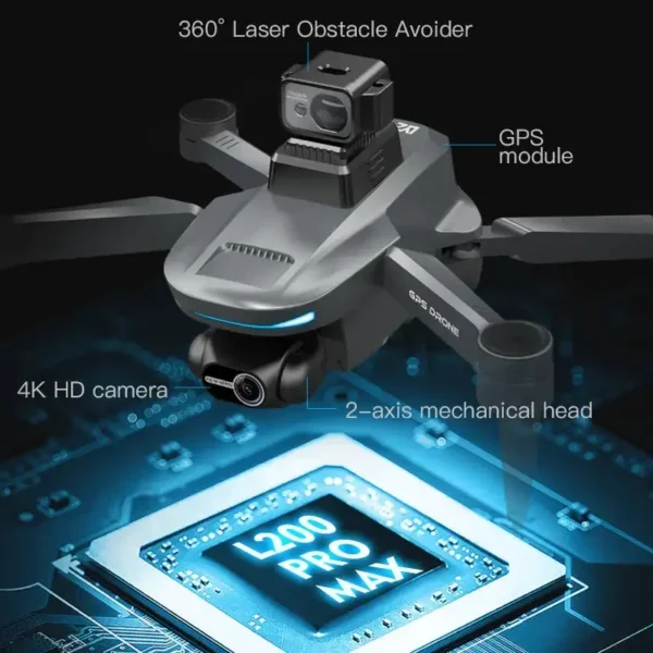 JHD L200 PRO MAX Drone GPS Brushless Motor 4K HD Profesional FPV Drone 2-Axis Gimbal 360° Obstacle Avoidance RC Drone L200 PRO - Image 5
