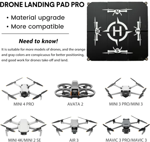 Drone Landing Pad Pro Universal Waterproof Portable Quick Folding Helmet Suitable for DJI Neo/Mini 4K/Avata 2/Mini 4 Pro/Mavic .