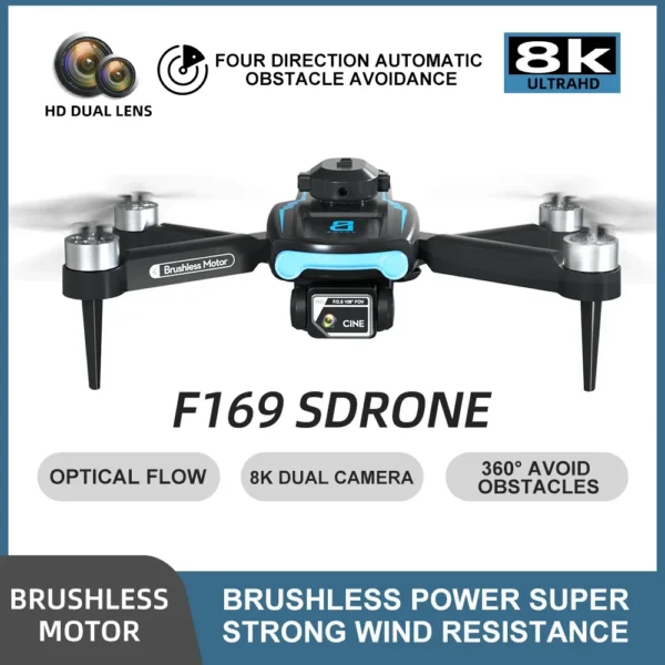 Rc Drone Toy F169 8K Rc Drone High-definition Dual Camera 360 ° Obstacle Avoidance Brushless Motor Four Axis Aircraft Outdoor - Image 2