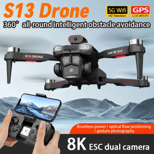 For Xiaomi S13 Drone 8K Professional Dual Camera GPS FPV Brushless Motor Optical Flow Hovering Folding Quadcopter Foldable Dron