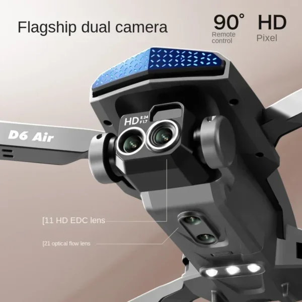 D6 8K HD Professional Drone with Dual Camera Optical Flow Obstacle Avoidance Foldable RC Quadcopter Toy for Beginners - Image 3