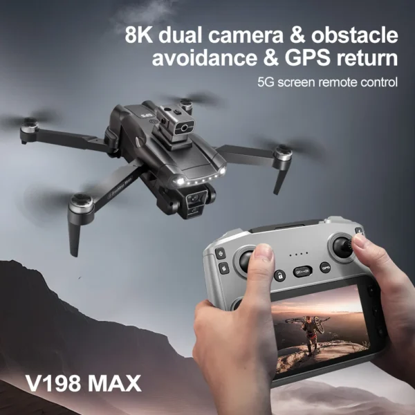 For Xiaomi V198GPS /MAX Drone 8K Professional Brushless Motor Laser Obstacle Avoidance Foldable Quadcopter Aerial Optical RC Toy - Image 4