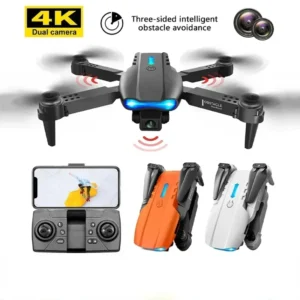 4K HD Dual Camera Mini Drone WiFi FPV E99 MAX Selfie RC UAV 6-Axis Gyro One-Key Auto Return Foldable Drone Adjustable RC Plane