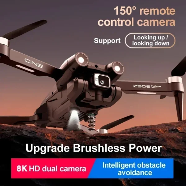 With 3 Battery Z908 Max Drone Brushless 8K HD Dual Camera Optical Flow Obstacle Avoidance Foldable Quadcopter RC Distance 9000M - Image 3