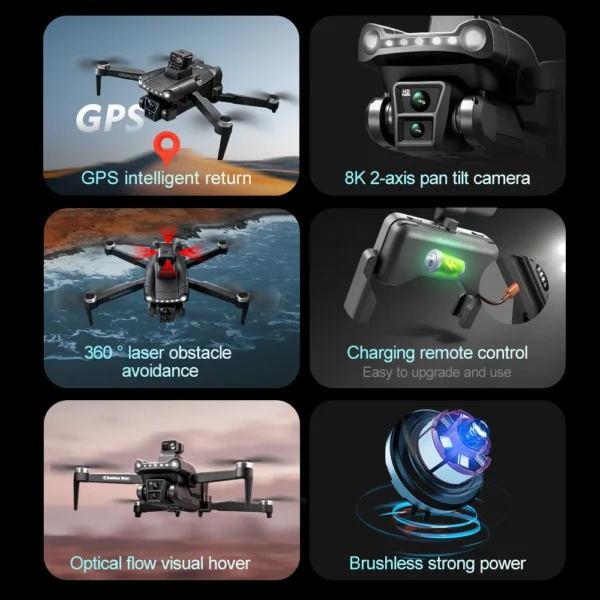 For Xiaomi V198GPS /MAX Drone 8K Professional Brushless Motor Laser Obstacle Avoidance Foldable Quadcopter Aerial Optical RC Toy - Image 6