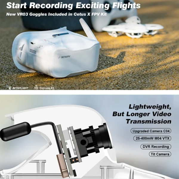 BETAFPV Cetus X FPV Kit Racing Drone 3 Radio Transmitter VR03 FPV Goggles C04 RC Quadcopter Mini Drone Toys as Gift - Image 5